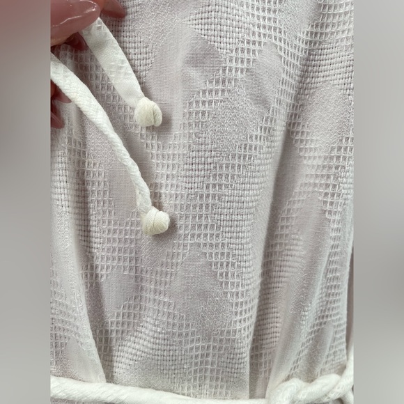 Vintage Crisp White Drop Waist Midi Dress With Neckline Ties & Tie Belt - Picture 6 of 15